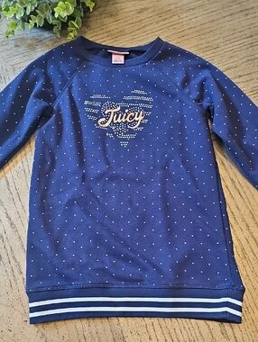 Juicy Couture Girls' Navy Rhinestone Heart Sweatshirt Size 8/10